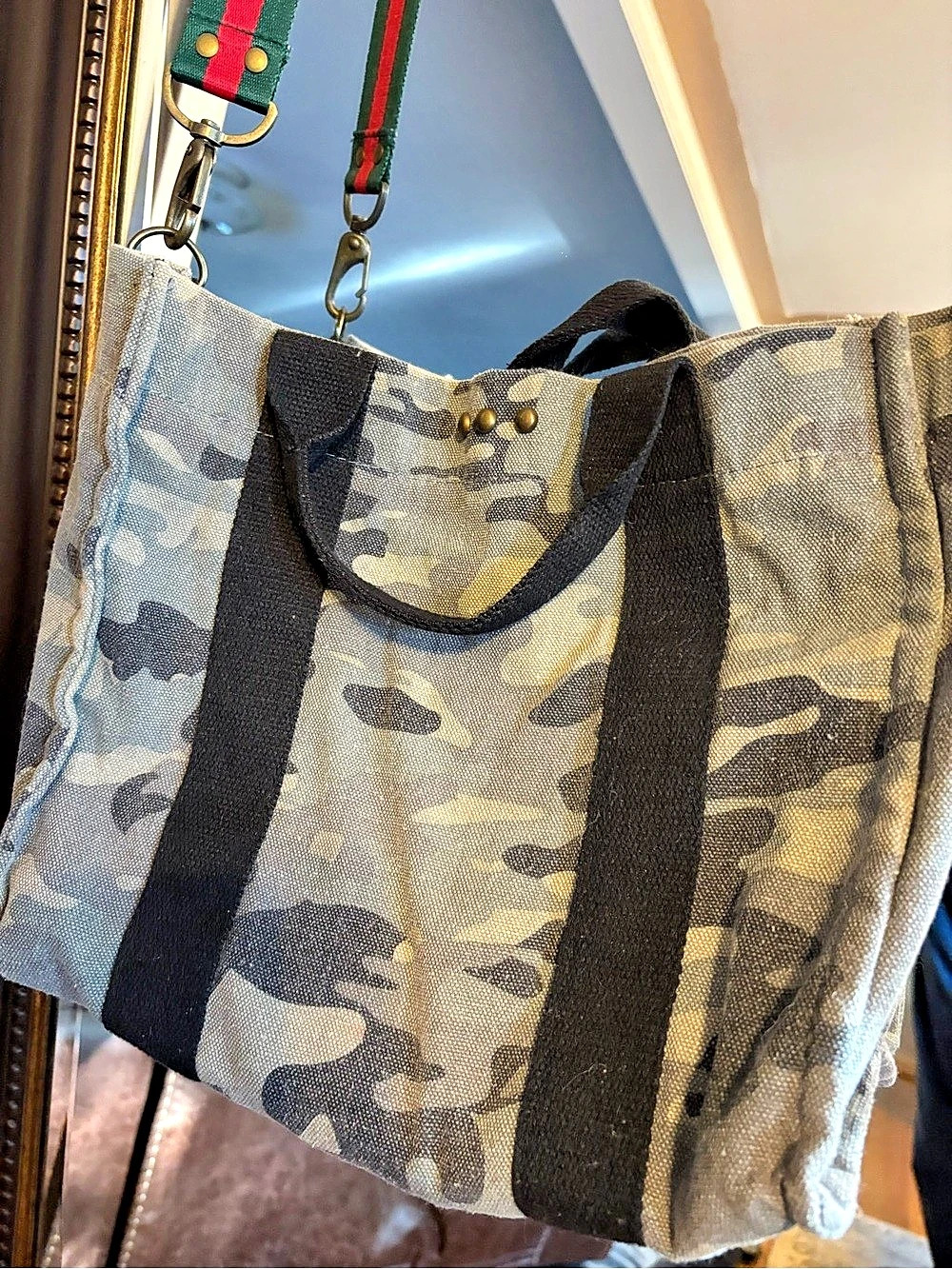 PS Camo Tote Bag in Green & Black - Picture 12 of 14
